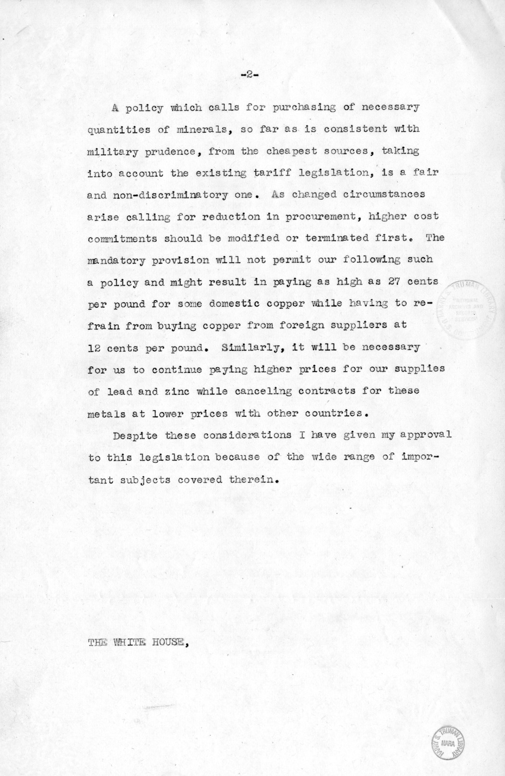 Memorandum from Harold D. Smith to M. C. Latta, S. 502, To Permit the Continuation of Certain Subsidy Payments and Certain Purchase and Sale Operations by Corporations Created Pursuant to Section 5d (3) of the Reconstruction Finance Corporation Act, with 