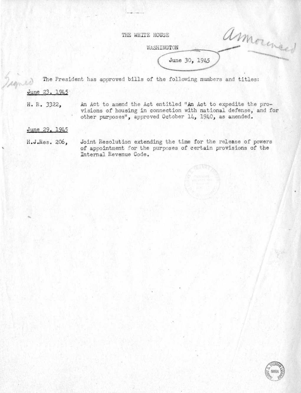 Memorandum for the File