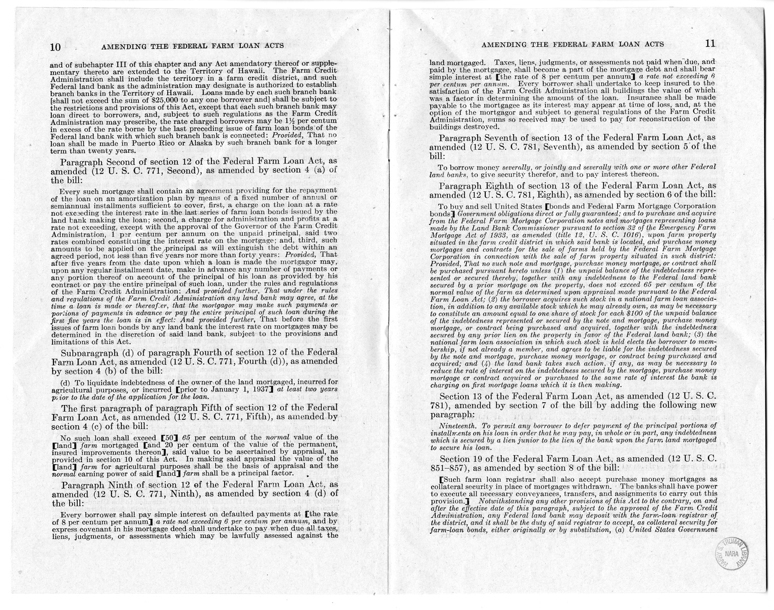 Memorandum from Harold D. Smith to M. C. Latta, H.R. 2113, To Amend the Federal Farm Loan Act, the Emergency Farm Mortgage Act of 1933, The Servicemen's Readjustment Act of 1944, and for Other Purposes, with Attachments