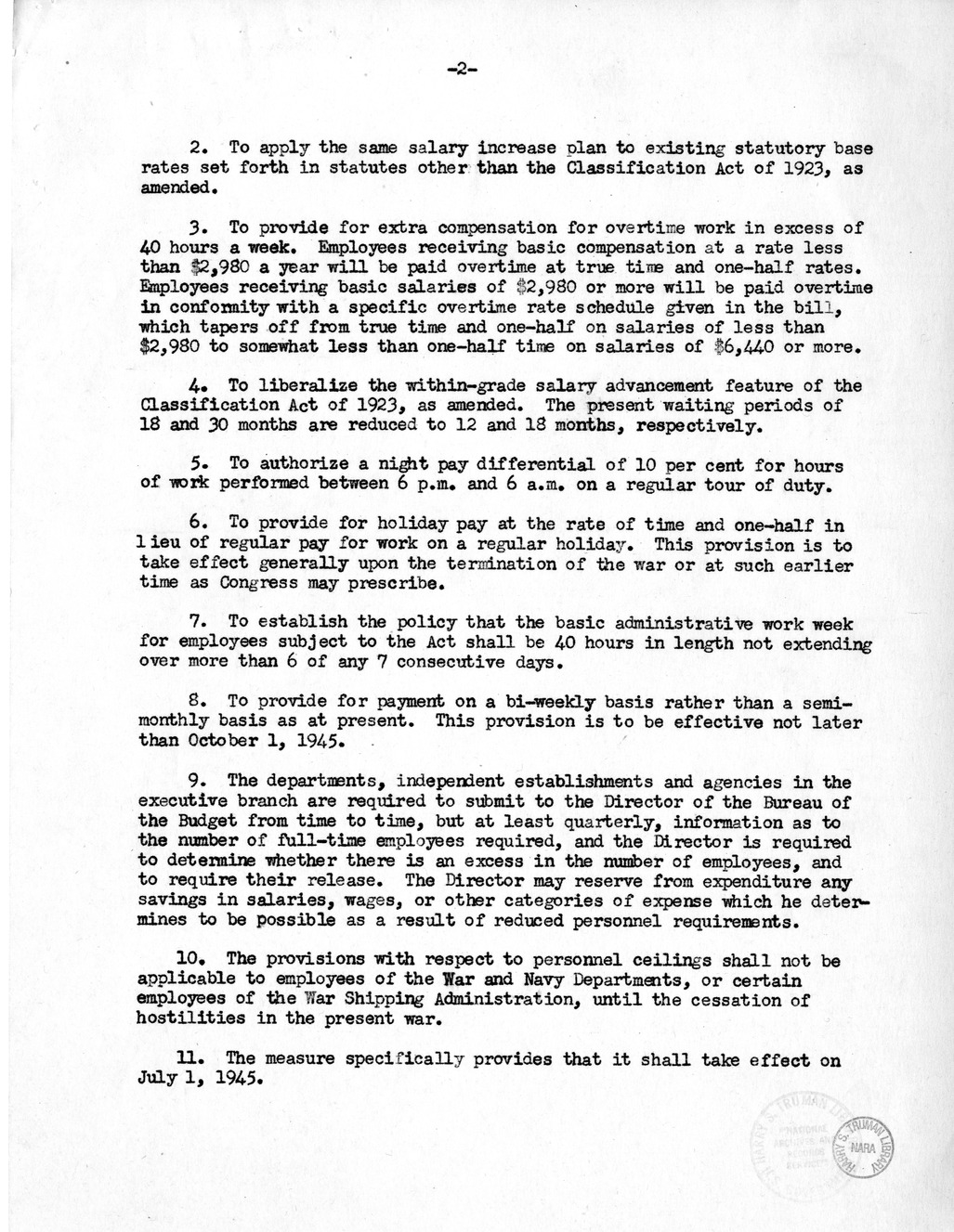 Memorandum from Harold D. Smith to M. C. Latta, S. 807, To Improve Salary and Wage Administration in the Federal Service, and Other Purposes, with Attachments