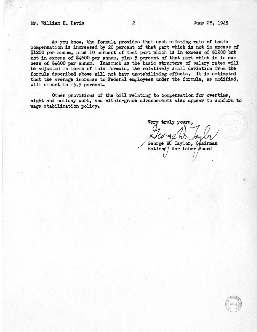 Memorandum from Harold D. Smith to M. C. Latta, S. 807, To Improve Salary and Wage Administration in the Federal Service, and Other Purposes, with Attachments