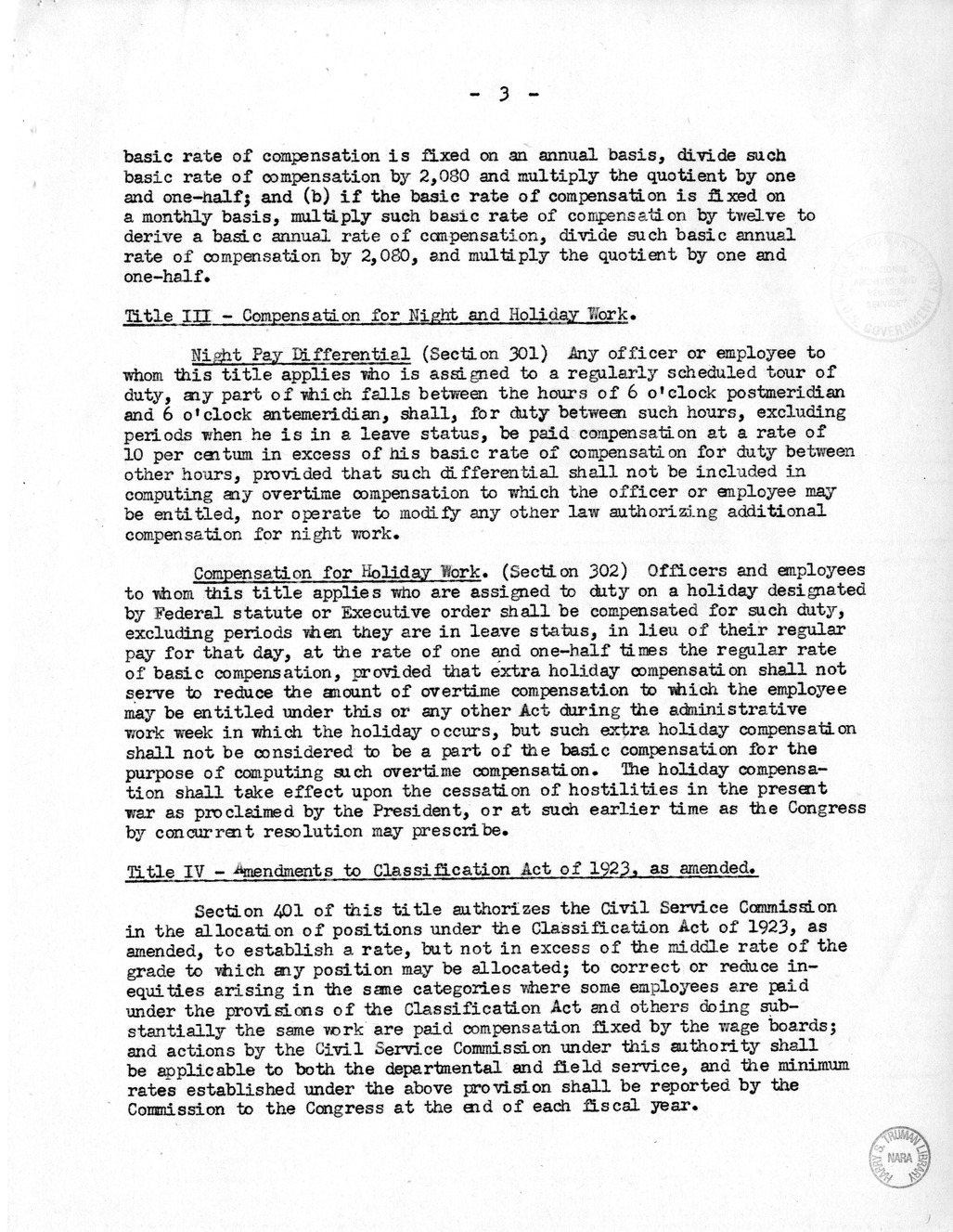 Memorandum from Harold D. Smith to M. C. Latta, S. 807, To Improve Salary and Wage Administration in the Federal Service, and Other Purposes, with Attachments