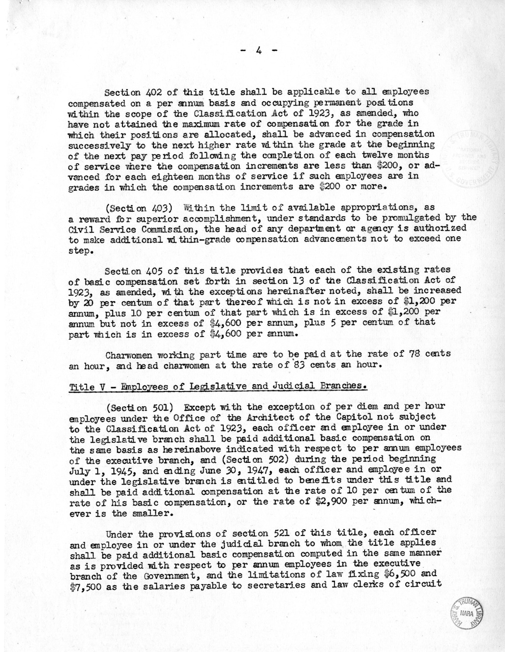 Memorandum from Harold D. Smith to M. C. Latta, S. 807, To Improve Salary and Wage Administration in the Federal Service, and Other Purposes, with Attachments