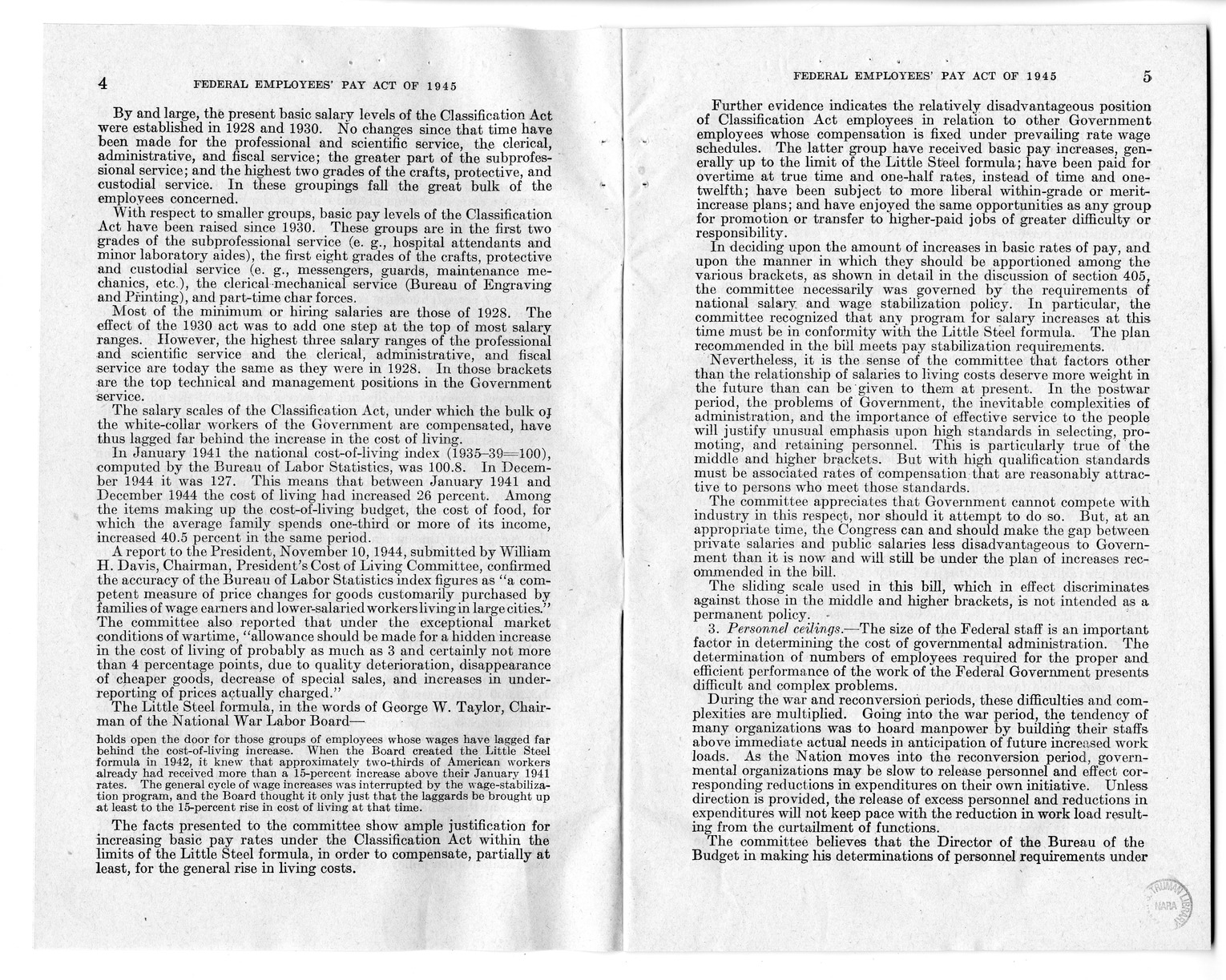 Memorandum from Harold D. Smith to M. C. Latta, S. 807, To Improve Salary and Wage Administration in the Federal Service, and Other Purposes, with Attachments