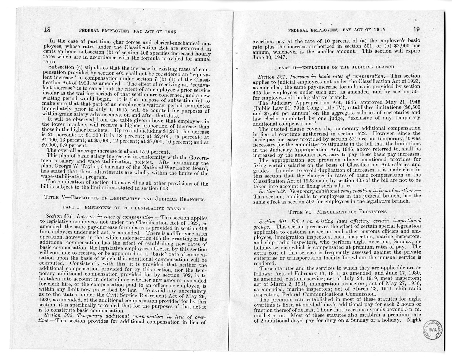 Memorandum from Harold D. Smith to M. C. Latta, S. 807, To Improve Salary and Wage Administration in the Federal Service, and Other Purposes, with Attachments