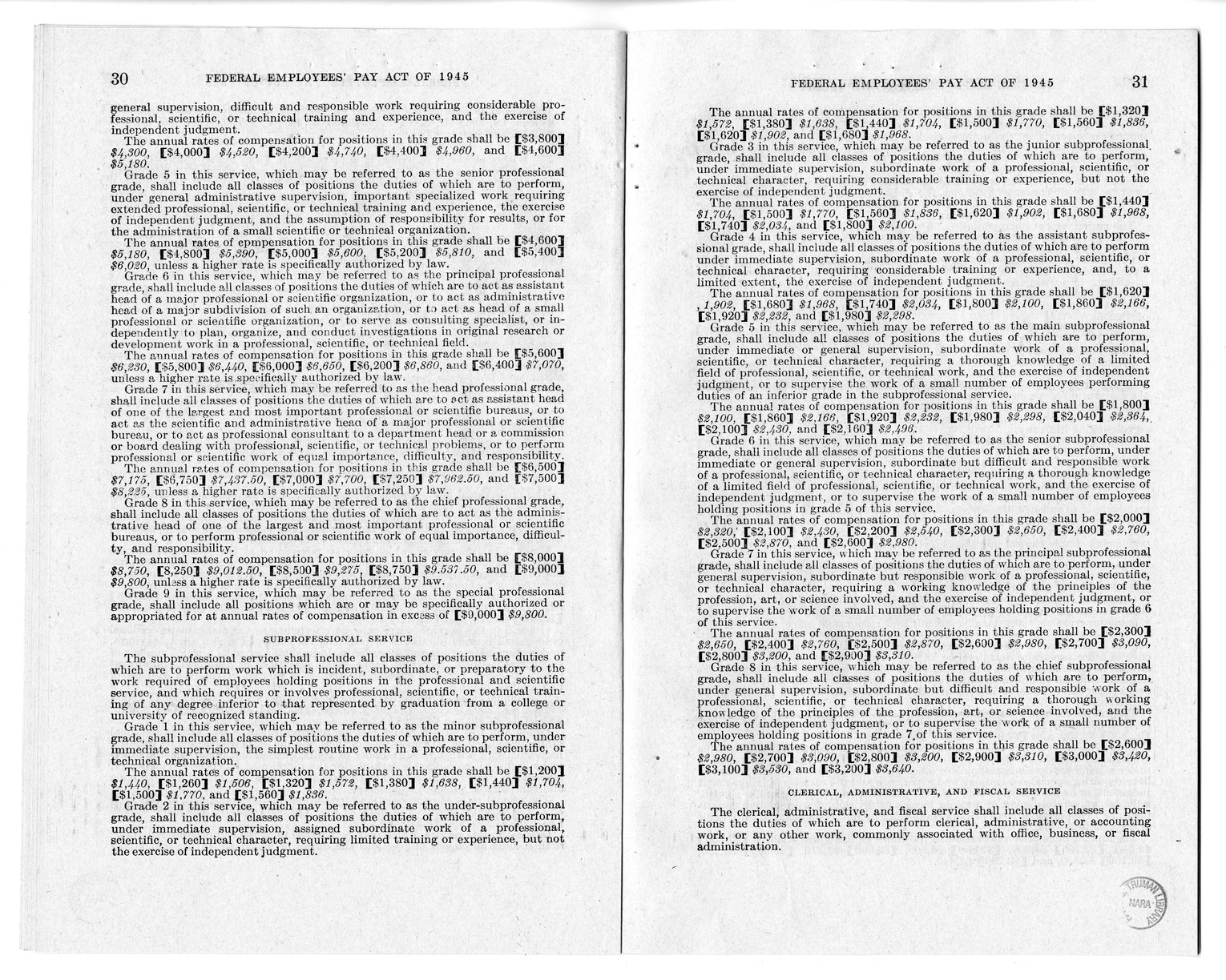 Memorandum from Harold D. Smith to M. C. Latta, S. 807, To Improve Salary and Wage Administration in the Federal Service, and Other Purposes, with Attachments