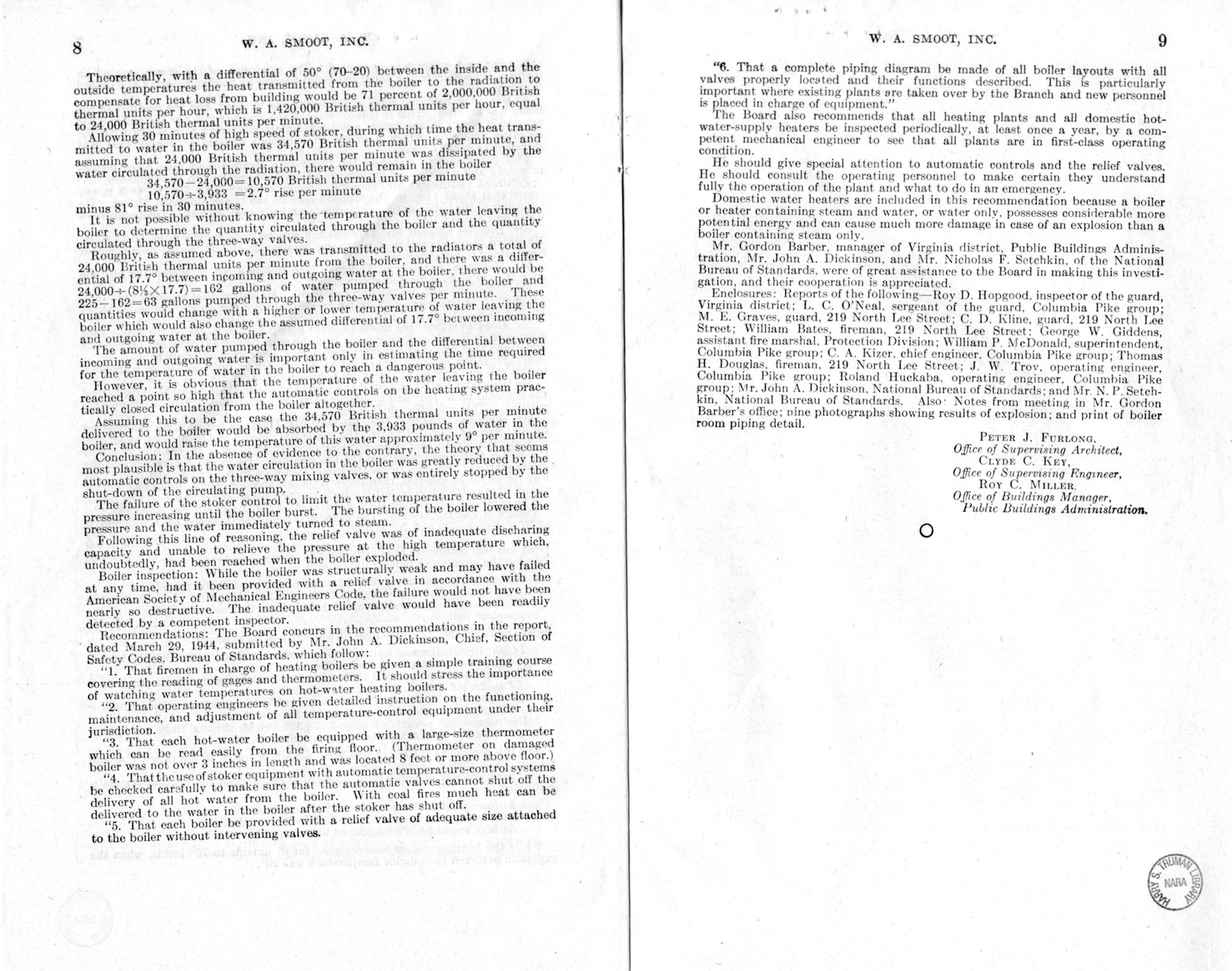 Memorandum from Frederick J. Bailey to M. C. Latta, H.R. 1058, For the Relief of W.A. Smoot, Incorporated, with Attachments