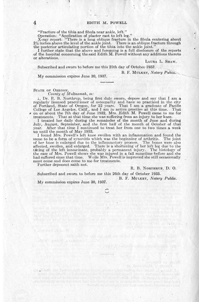 Memorandum from Harold D. Smith to M. C. Latta, H.R. 1453, For the Relief of Edith M. Powell, with Attachments