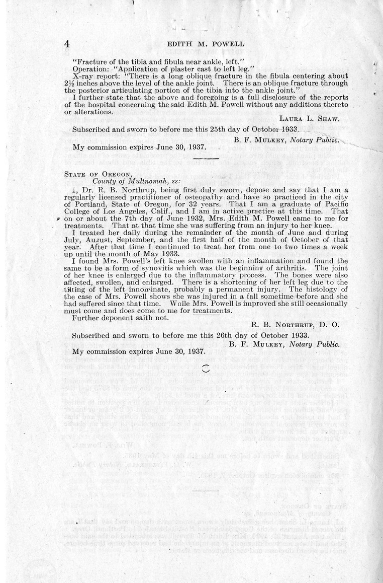 Memorandum from Harold D. Smith to M. C. Latta, H.R. 1453, For the Relief of Edith M. Powell, with Attachments