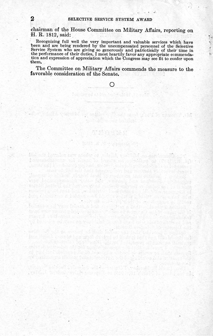 Memorandum from Frederick J. Bailey to M. C. Latta, H.R. 1812, To Authorize an Award of Merit for Uncompensated Personnel of the Selective Service System, with Attachments