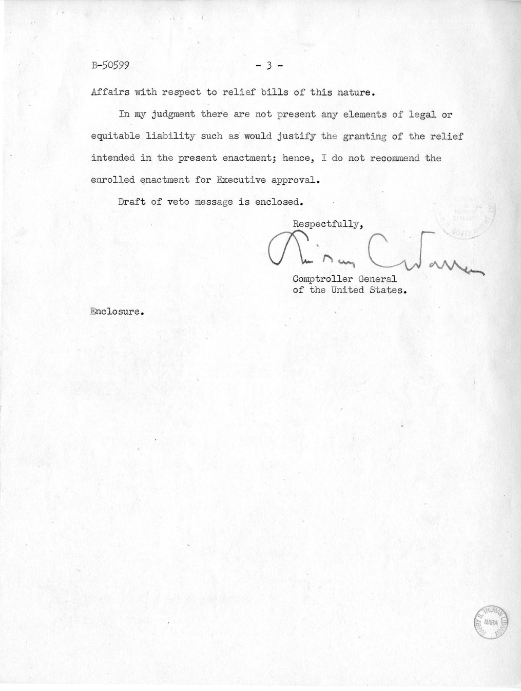 Memorandum from Harold D. Smith to M. C. Latta, H.R. 912, For the Relief of William H. Shultz, with Attachments