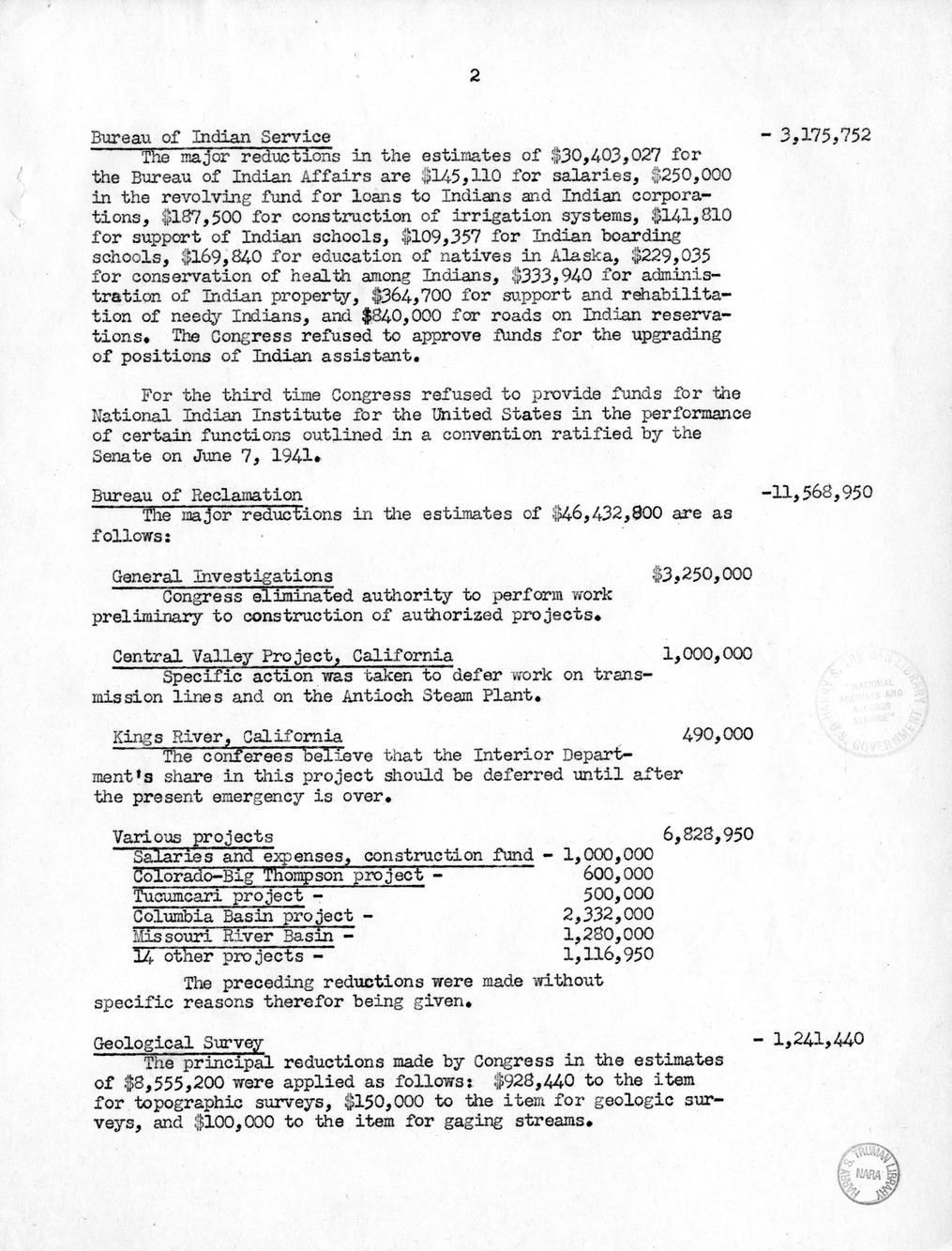 Memorandum from Harold D. Smith to M. C. Latta, H.R. 3024, Making Appropriations for the Department of the Interior for the Fiscal Year Ending June 30, 1946, with Attachments