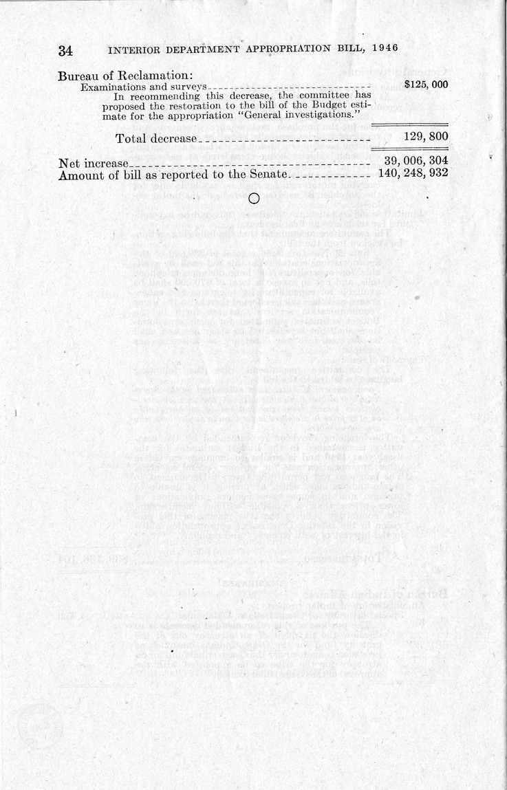 Memorandum from Harold D. Smith to M. C. Latta, H.R. 3024, Making Appropriations for the Department of the Interior for the Fiscal Year Ending June 30, 1946, with Attachments