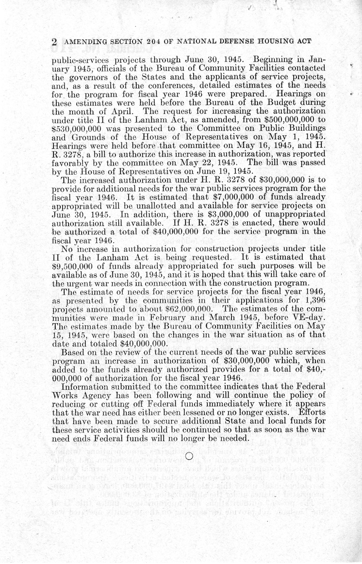 Memorandum from Harold D. Smith to M. C. Latta, H.R. 3278, To Amend an Act to Expedite the Provision of Housing in Connection with National Defense, with Attachments