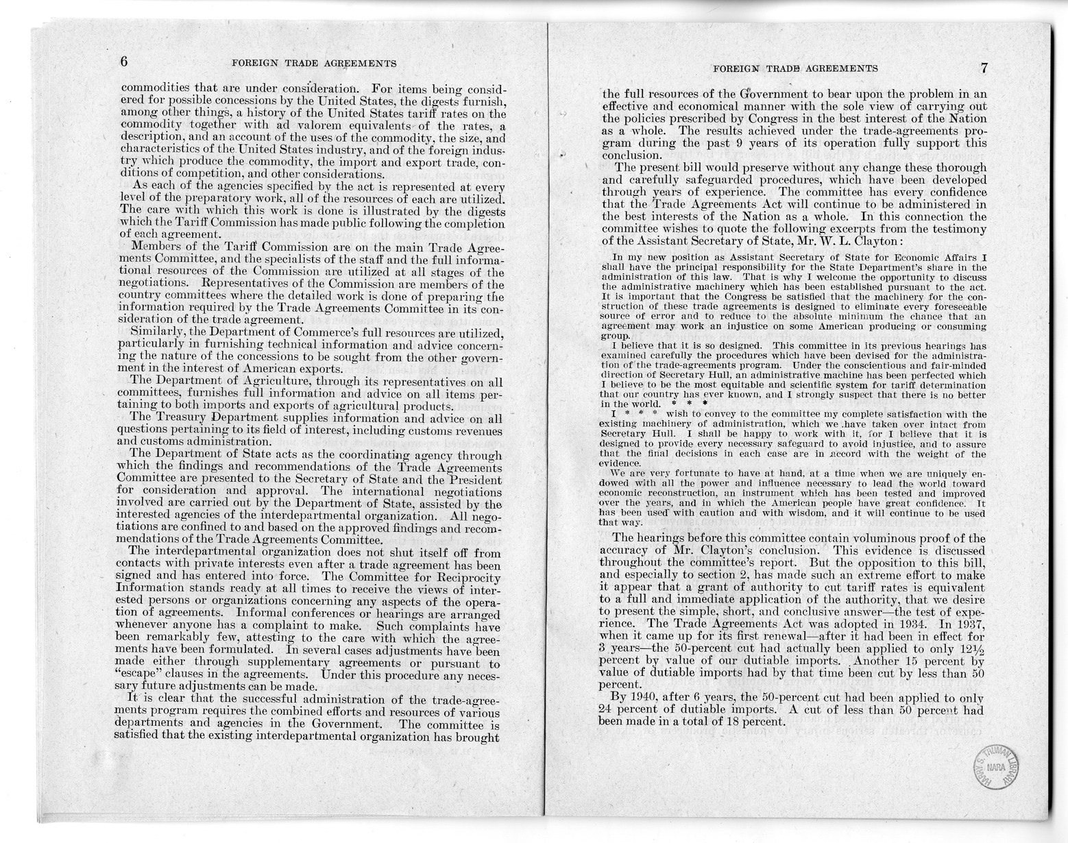 Memorandum from Harold D. Smith to M. C. Latta, H.R. 3240, to Extend the Authority of the President Under Section 350 of the Tariff Act of 1930, with Attachments