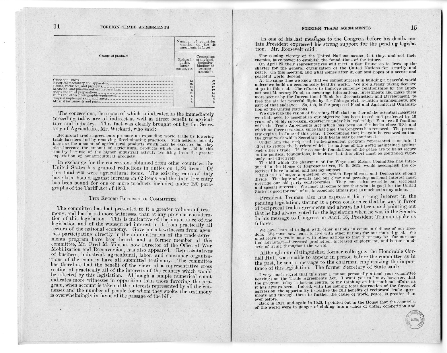 Memorandum from Harold D. Smith to M. C. Latta, H.R. 3240, to Extend the Authority of the President Under Section 350 of the Tariff Act of 1930, with Attachments