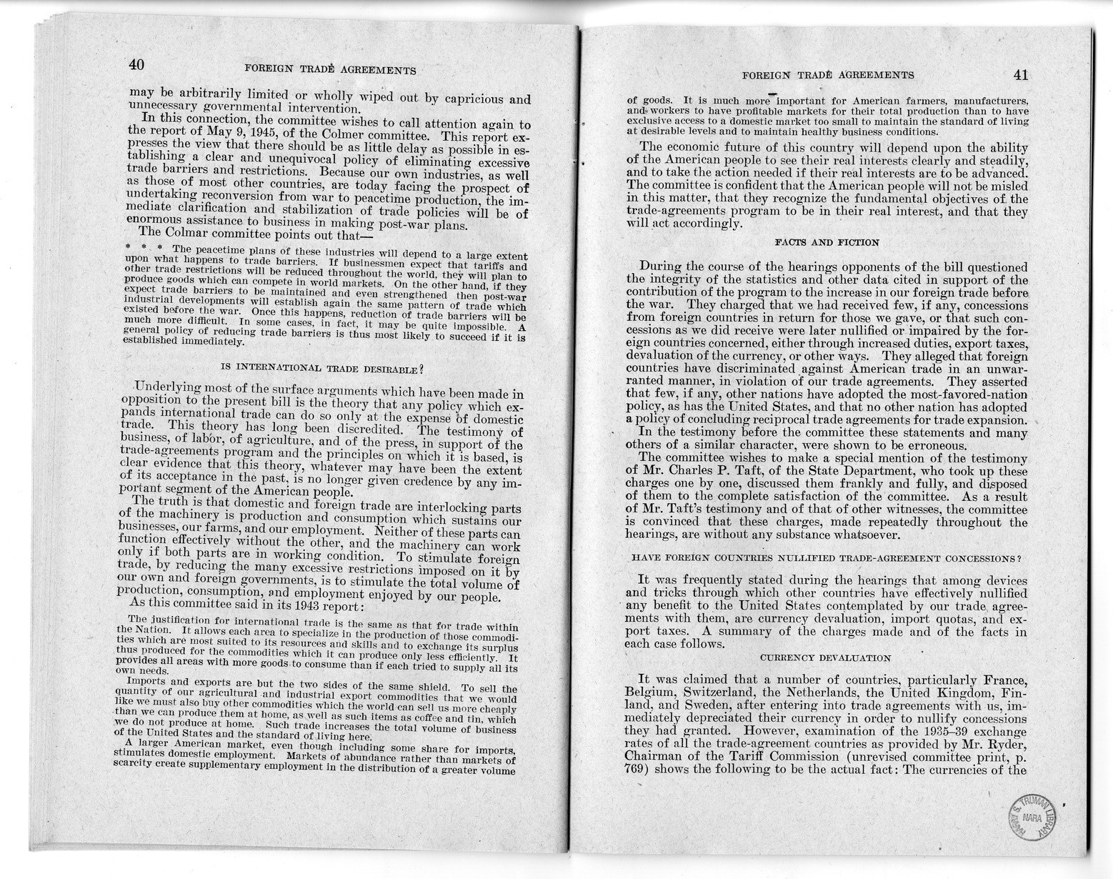 Memorandum from Harold D. Smith to M. C. Latta, H.R. 3240, to Extend the Authority of the President Under Section 350 of the Tariff Act of 1930, with Attachments