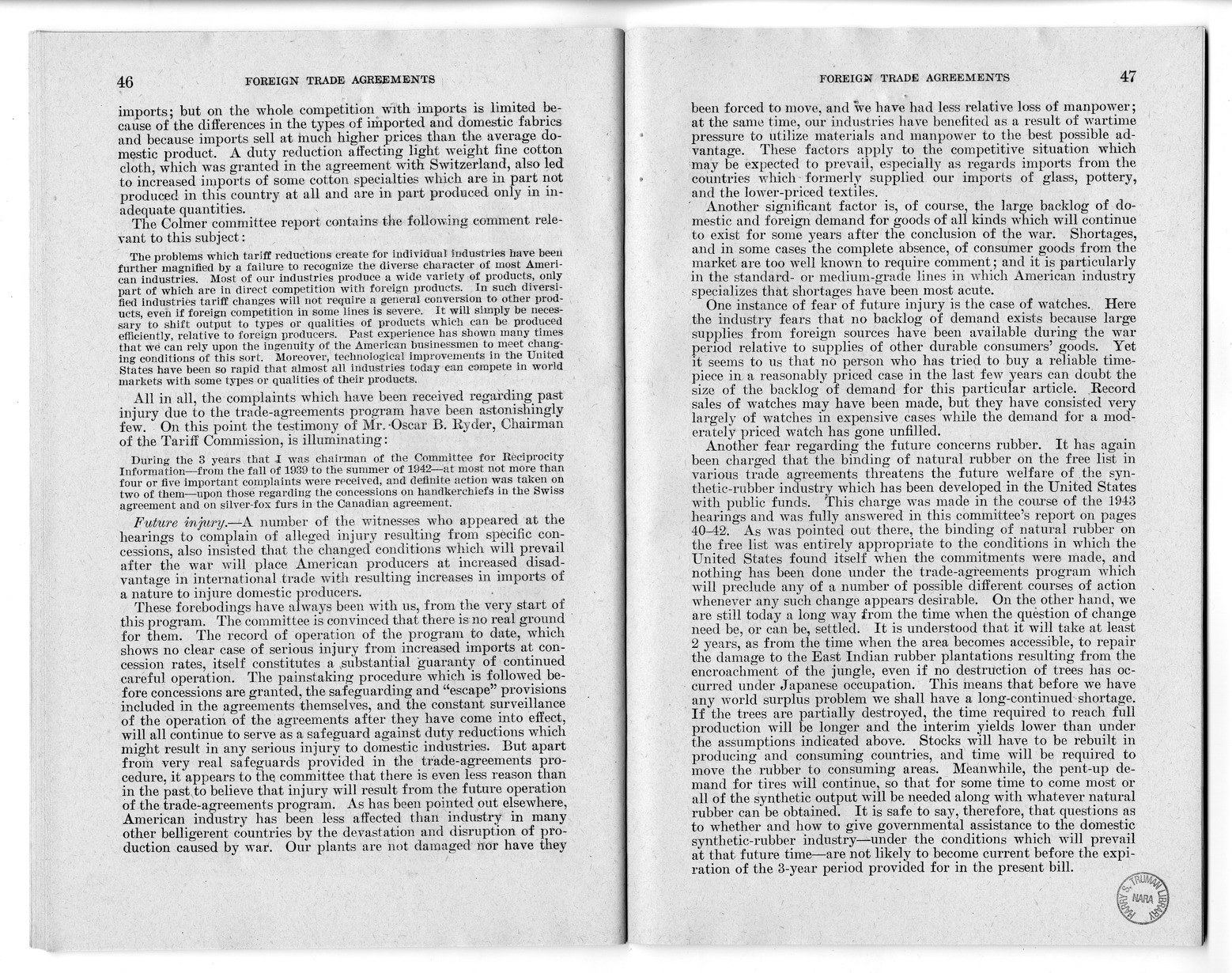 Memorandum from Harold D. Smith to M. C. Latta, H.R. 3240, to Extend the Authority of the President Under Section 350 of the Tariff Act of 1930, with Attachments