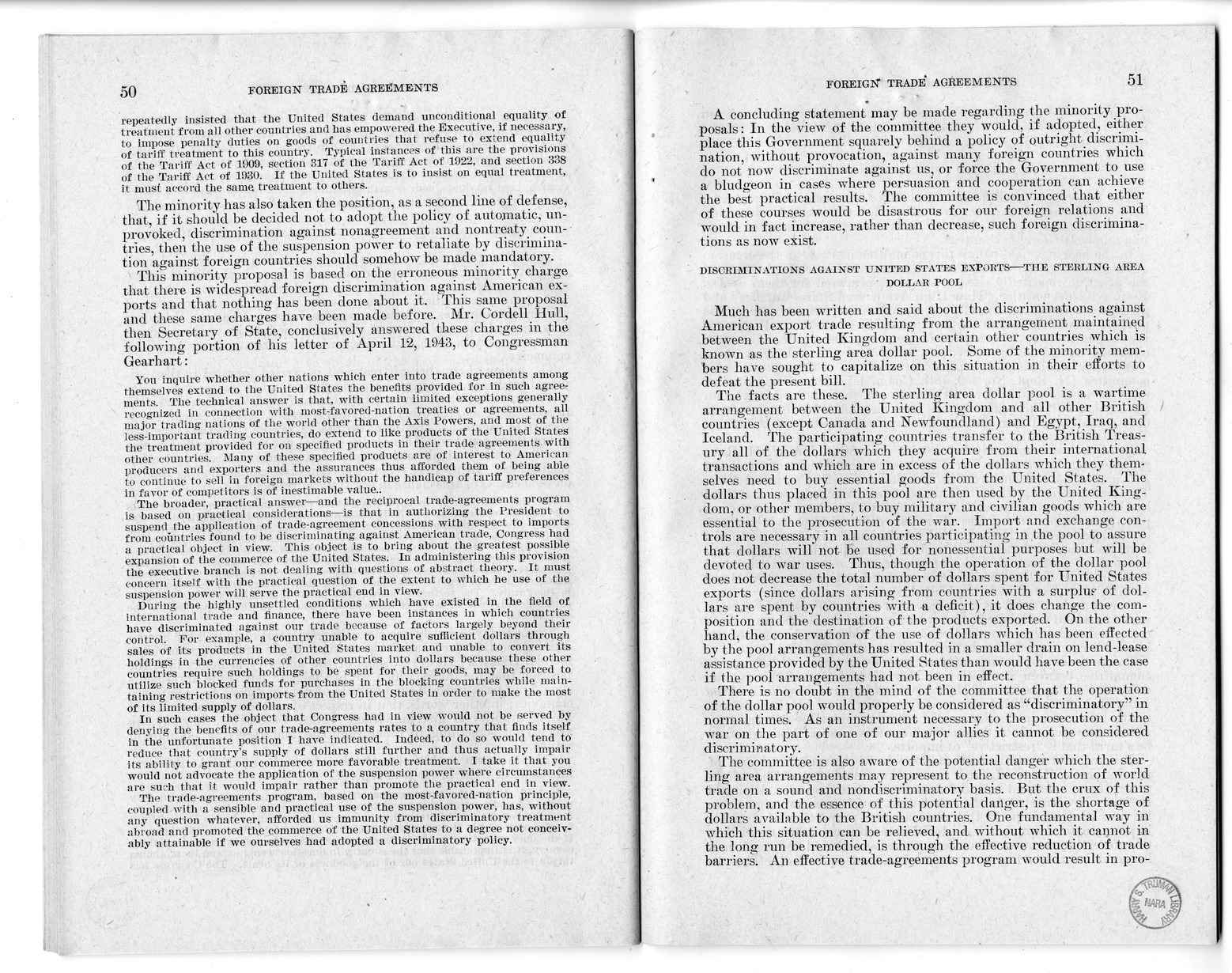 Memorandum from Harold D. Smith to M. C. Latta, H.R. 3240, to Extend the Authority of the President Under Section 350 of the Tariff Act of 1930, with Attachments