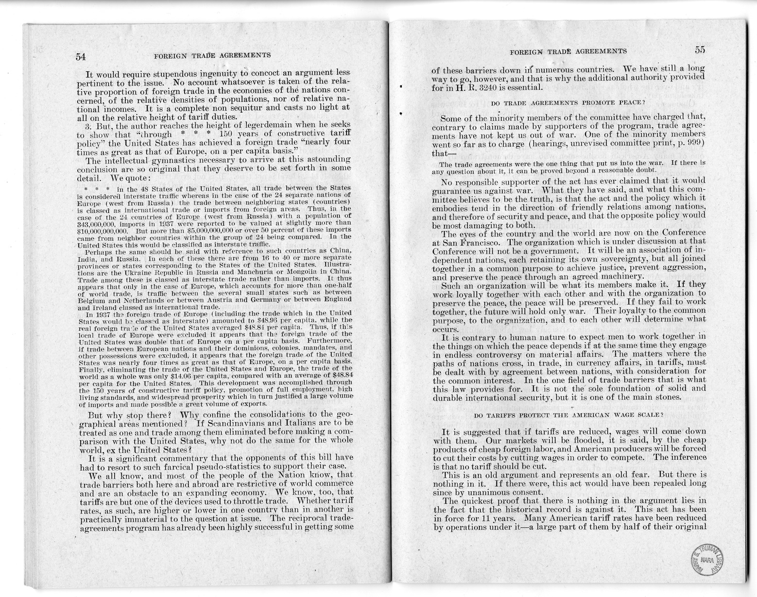 Memorandum from Harold D. Smith to M. C. Latta, H.R. 3240, to Extend the Authority of the President Under Section 350 of the Tariff Act of 1930, with Attachments