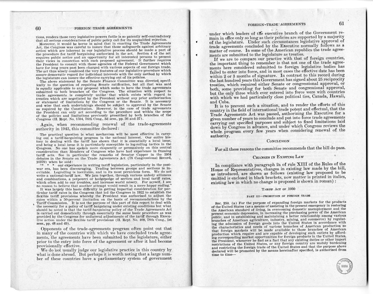 Memorandum from Harold D. Smith to M. C. Latta, H.R. 3240, to Extend the Authority of the President Under Section 350 of the Tariff Act of 1930, with Attachments