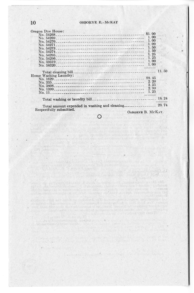 Memorandum from Frederick Bailey to M. C. Latta, H.R. 2336, For the Relief of Osborne E. McKay, with Attachments