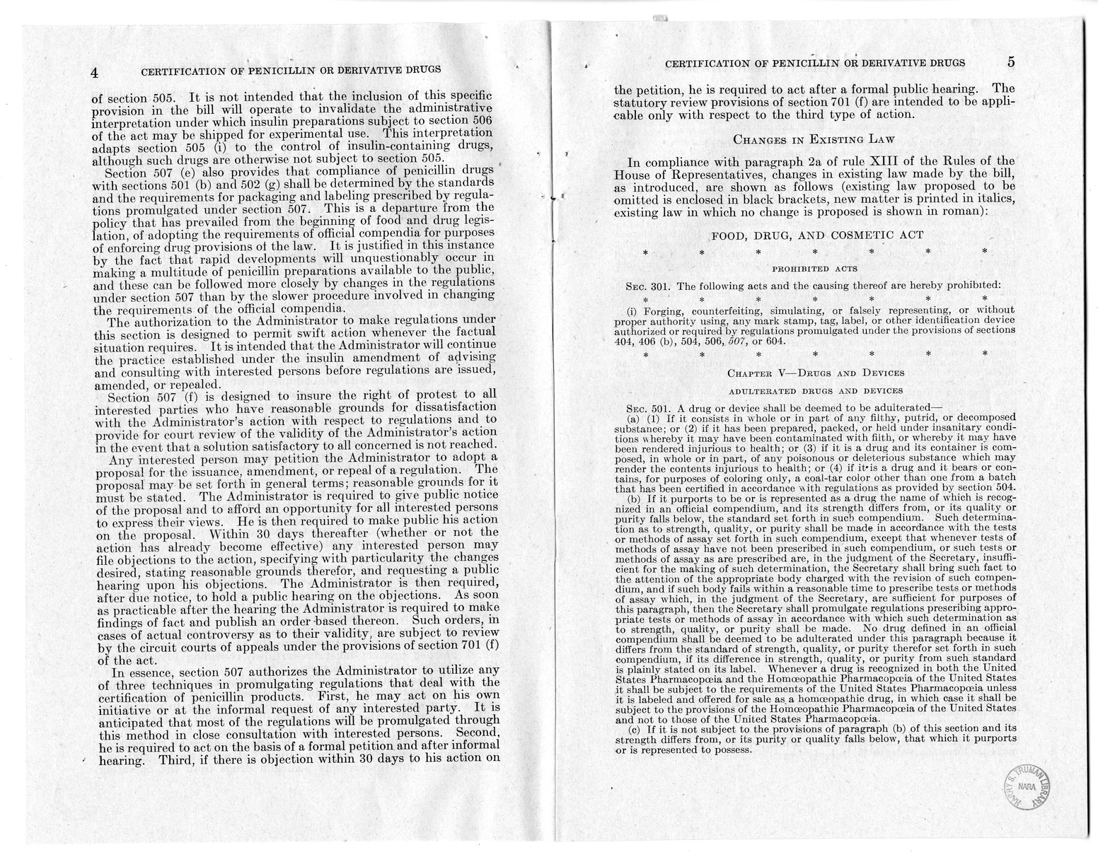 Memorandum from Harold D. Smith to M. C. Latta, H.R. 3266, To Amend the Federal Food, Drug, and Cosmetic Act of June 25, 1938, as Amended, by Providing for the Certification of Batches of Drugs Composed Wholly or Partly of any Kind of Penicillin or any De