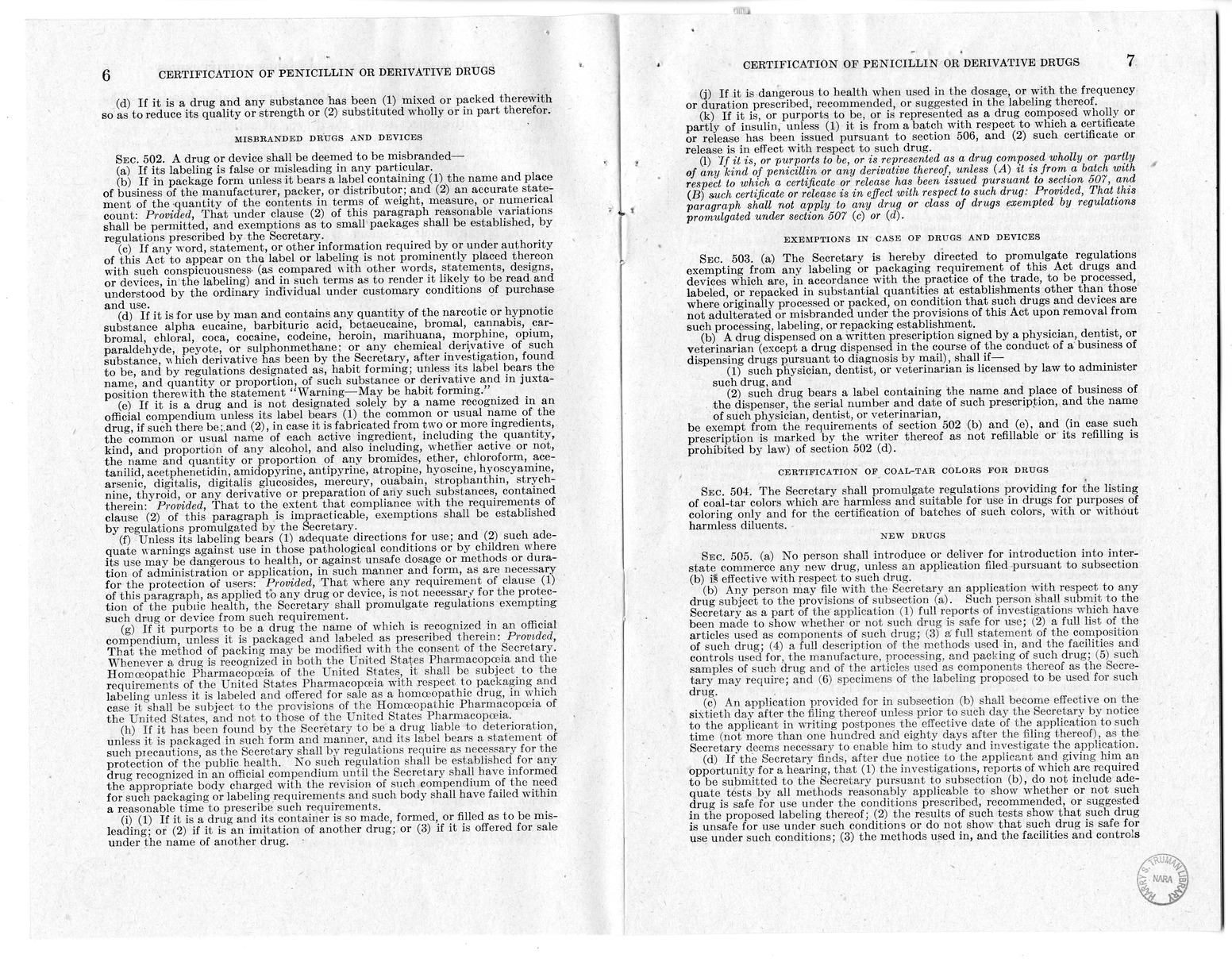 Memorandum from Harold D. Smith to M. C. Latta, H.R. 3266, To Amend the Federal Food, Drug, and Cosmetic Act of June 25, 1938, as Amended, by Providing for the Certification of Batches of Drugs Composed Wholly or Partly of any Kind of Penicillin or any De