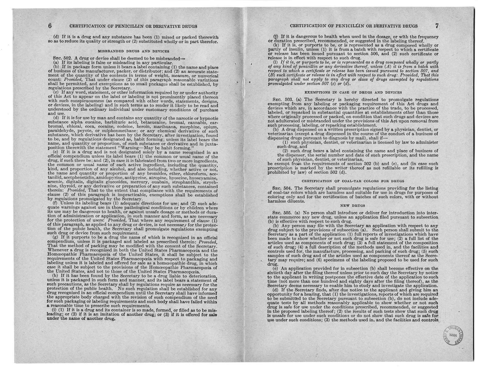 Memorandum from Harold D. Smith to M. C. Latta, H.R. 3266, To Amend the Federal Food, Drug, and Cosmetic Act of June 25, 1938, as Amended, by Providing for the Certification of Batches of Drugs Composed Wholly or Partly of any Kind of Penicillin or any De