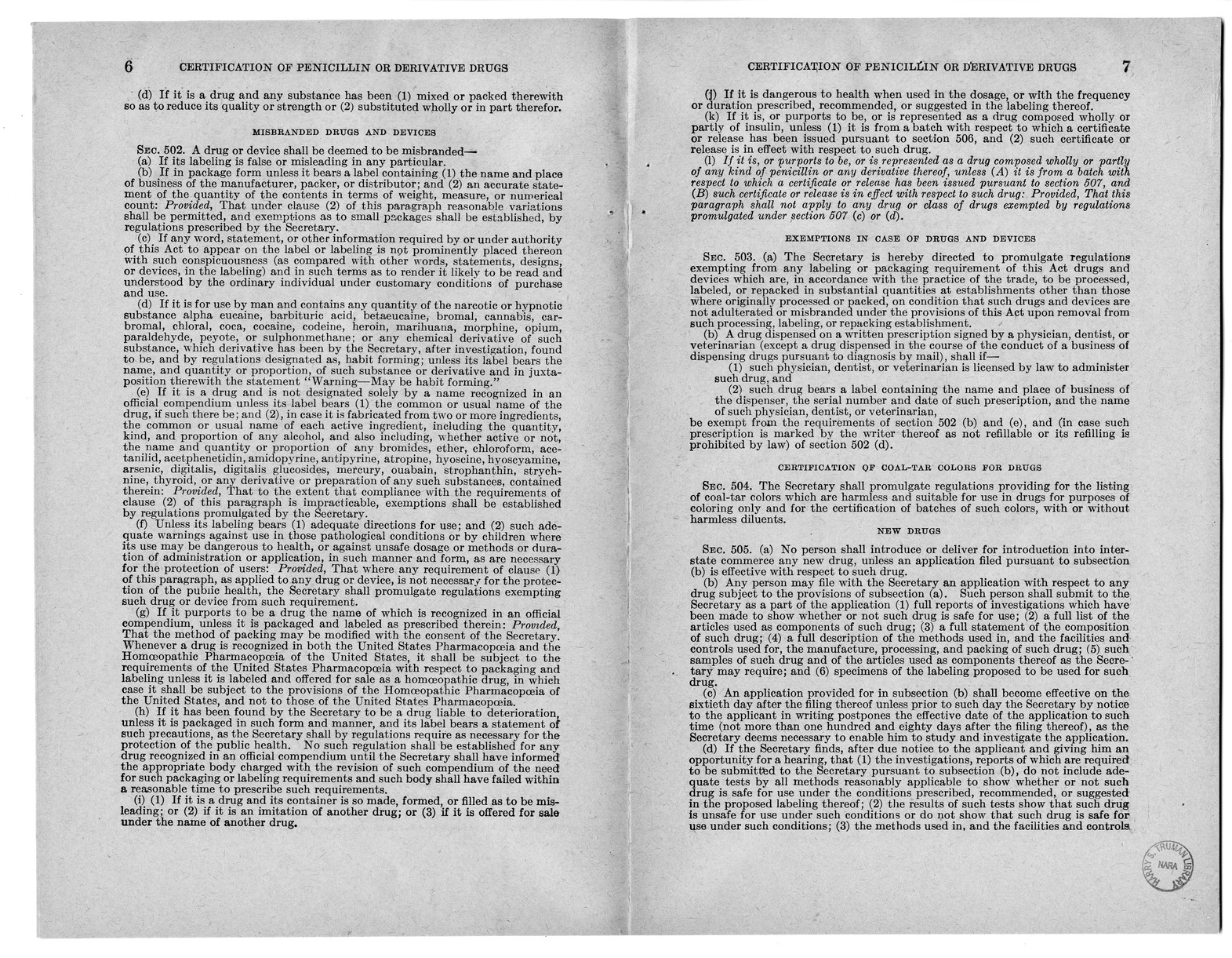 Memorandum from Harold D. Smith to M. C. Latta, H.R. 3266, To Amend the Federal Food, Drug, and Cosmetic Act of June 25, 1938, as Amended, by Providing for the Certification of Batches of Drugs Composed Wholly or Partly of any Kind of Penicillin or any De