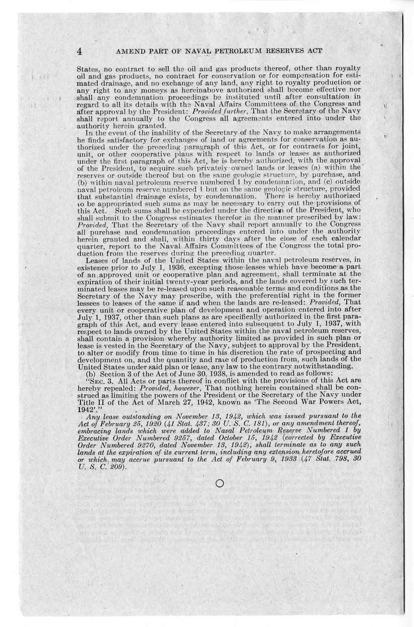 Memorandum from Harold D. Smith to M. C. Latta, H.R. 3269, Amending an Act Making Appropriations for the Naval Service for the Fiscal Year Ending June 30, 1921, and for Other Purposes', approved June 4, 1920, as Amended Relating to the Conservation, Care,