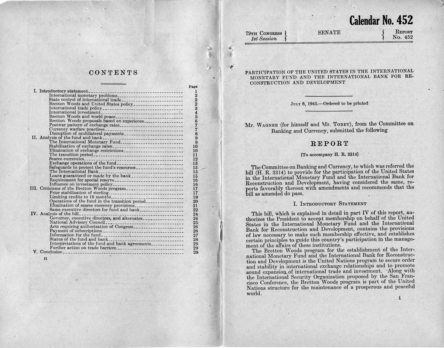 Memorandum from Harold D. Smith to M. C. Latta, H.R. 3314, to Provide for the Participation of the United States in the International Monetary Fund and the International Bank for Reconstruction and Development, with Attachments