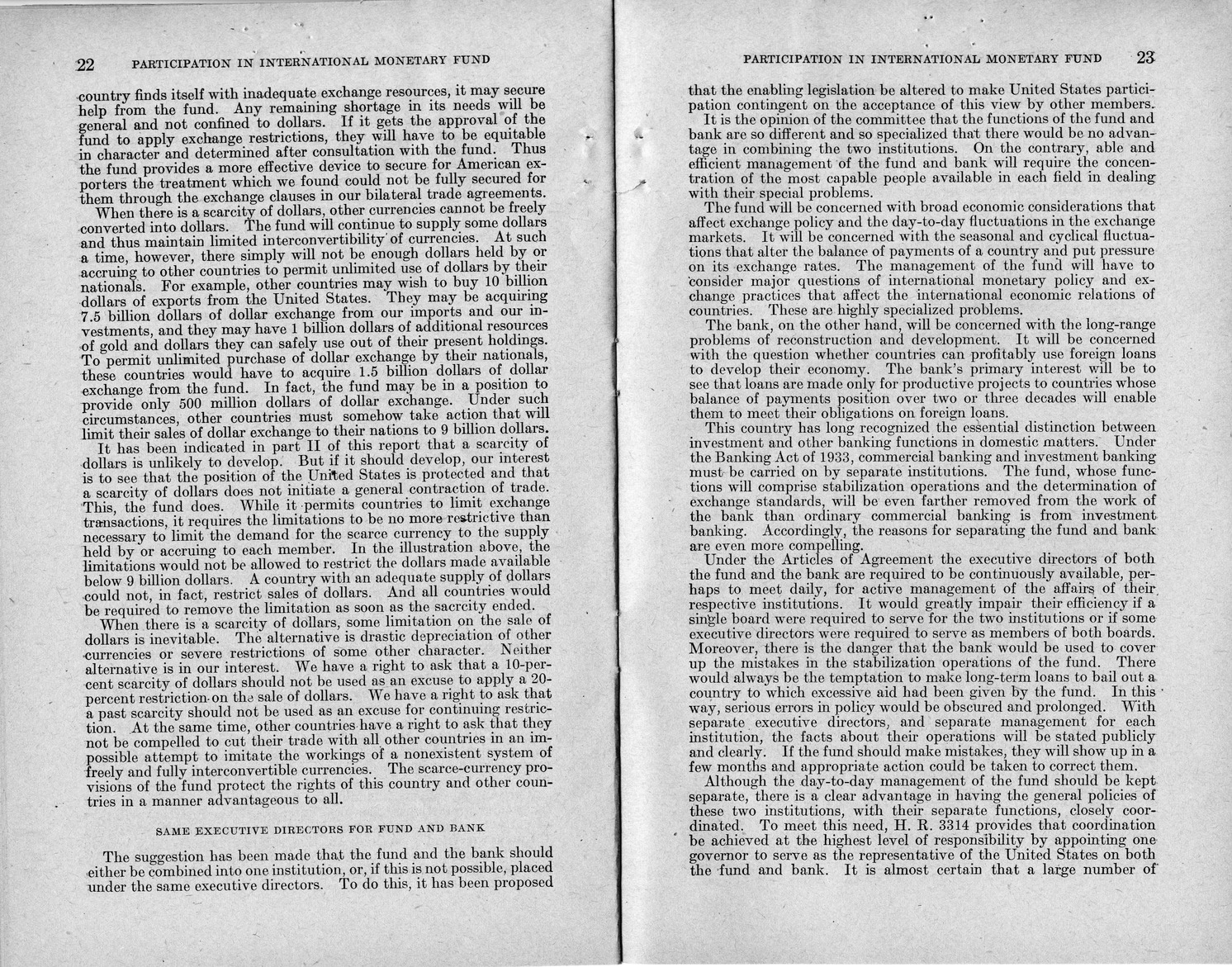 Memorandum from Harold D. Smith to M. C. Latta, H.R. 3314, to Provide for the Participation of the United States in the International Monetary Fund and the International Bank for Reconstruction and Development, with Attachments