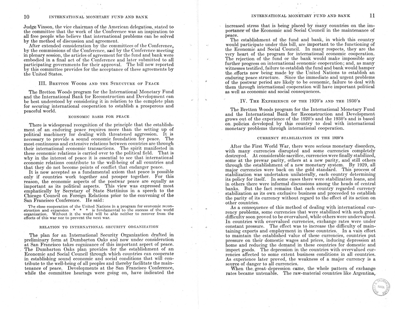 Memorandum from Harold D. Smith to M. C. Latta, H.R. 3314, to Provide for the Participation of the United States in the International Monetary Fund and the International Bank for Reconstruction and Development, with Attachments