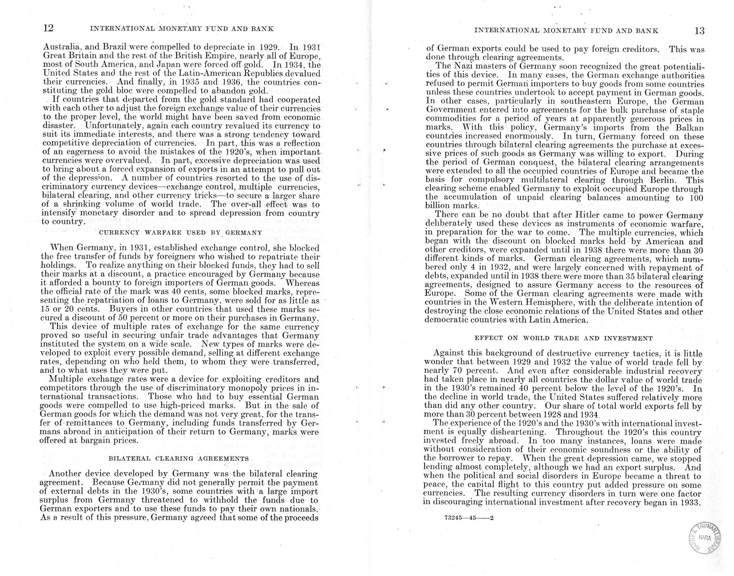 Memorandum from Harold D. Smith to M. C. Latta, H.R. 3314, to Provide for the Participation of the United States in the International Monetary Fund and the International Bank for Reconstruction and Development, with Attachments