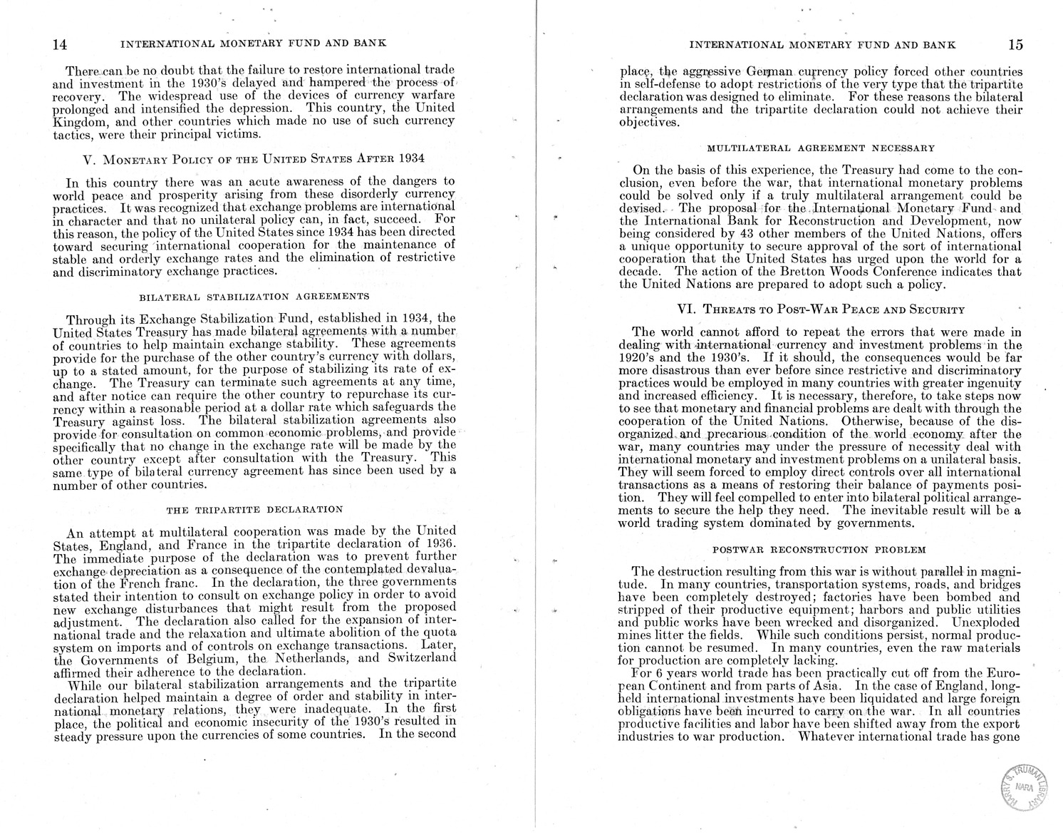 Memorandum from Harold D. Smith to M. C. Latta, H.R. 3314, to Provide for the Participation of the United States in the International Monetary Fund and the International Bank for Reconstruction and Development, with Attachments