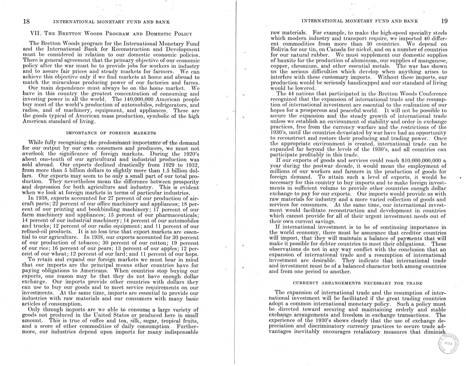 Memorandum from Harold D. Smith to M. C. Latta, H.R. 3314, to Provide for the Participation of the United States in the International Monetary Fund and the International Bank for Reconstruction and Development, with Attachments