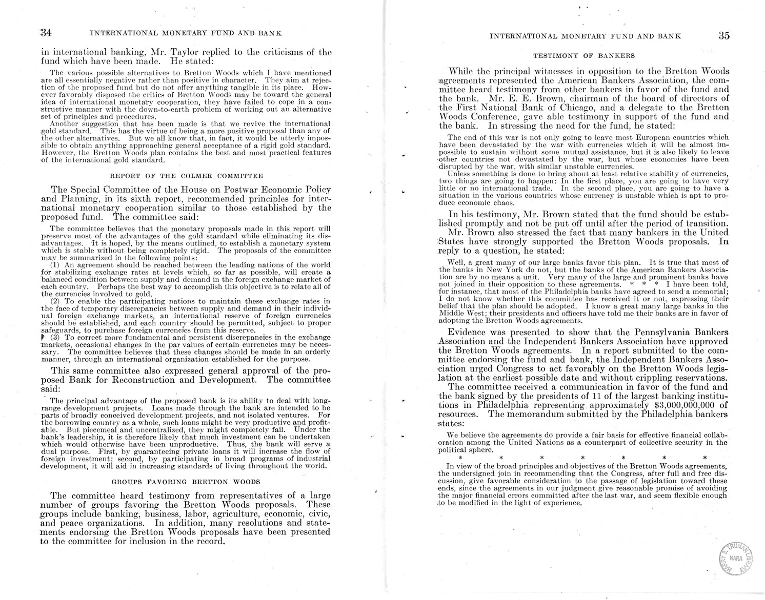 Memorandum from Harold D. Smith to M. C. Latta, H.R. 3314, to Provide for the Participation of the United States in the International Monetary Fund and the International Bank for Reconstruction and Development, with Attachments