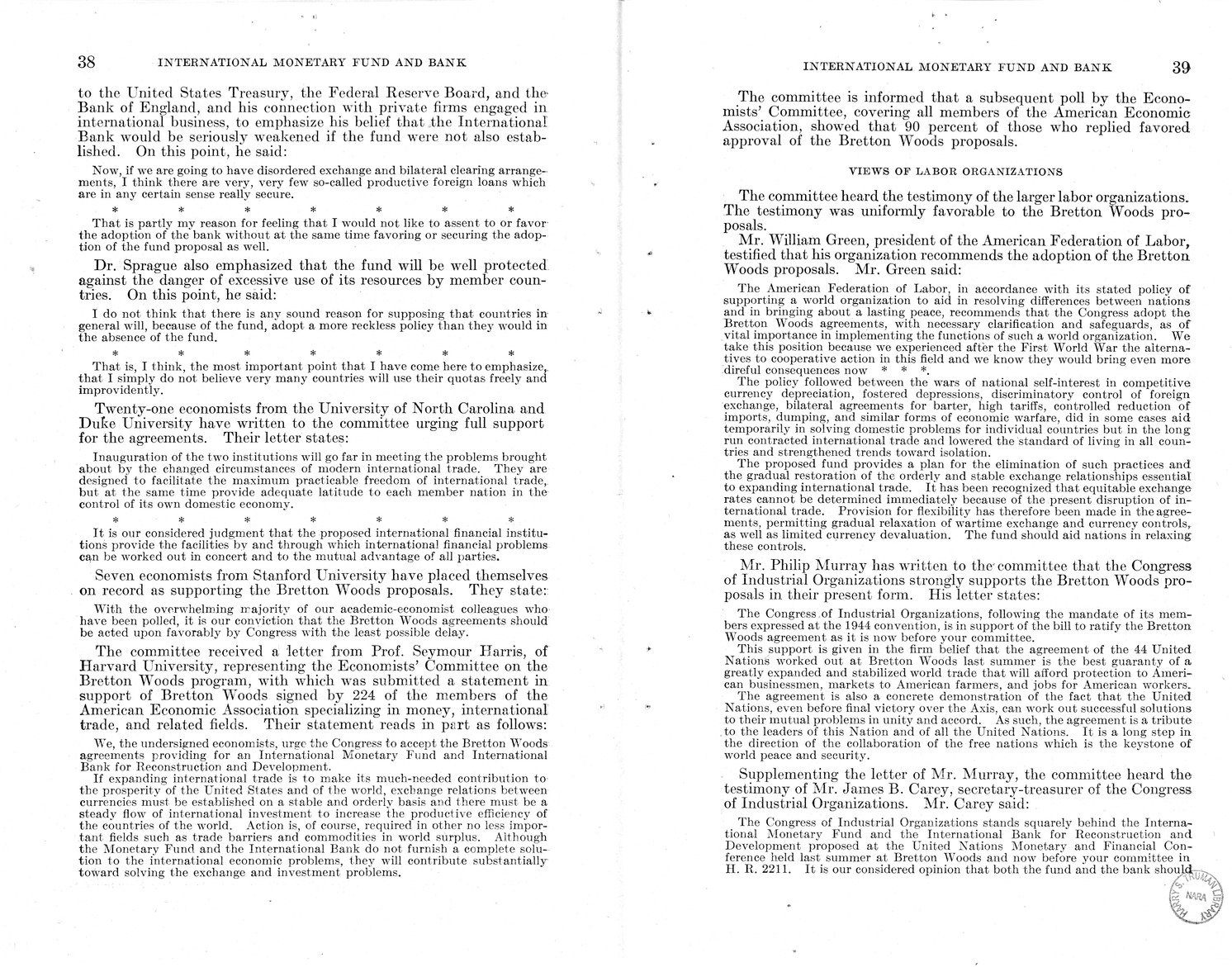 Memorandum from Harold D. Smith to M. C. Latta, H.R. 3314, to Provide for the Participation of the United States in the International Monetary Fund and the International Bank for Reconstruction and Development, with Attachments