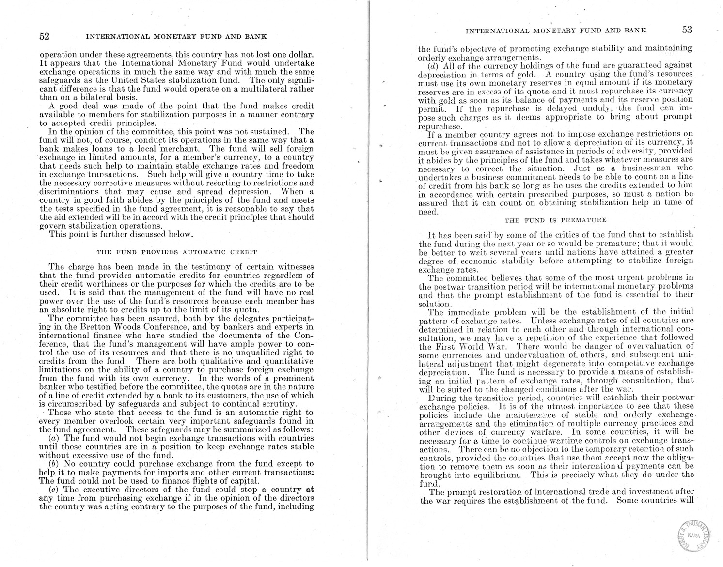 Memorandum from Harold D. Smith to M. C. Latta, H.R. 3314, to Provide for the Participation of the United States in the International Monetary Fund and the International Bank for Reconstruction and Development, with Attachments