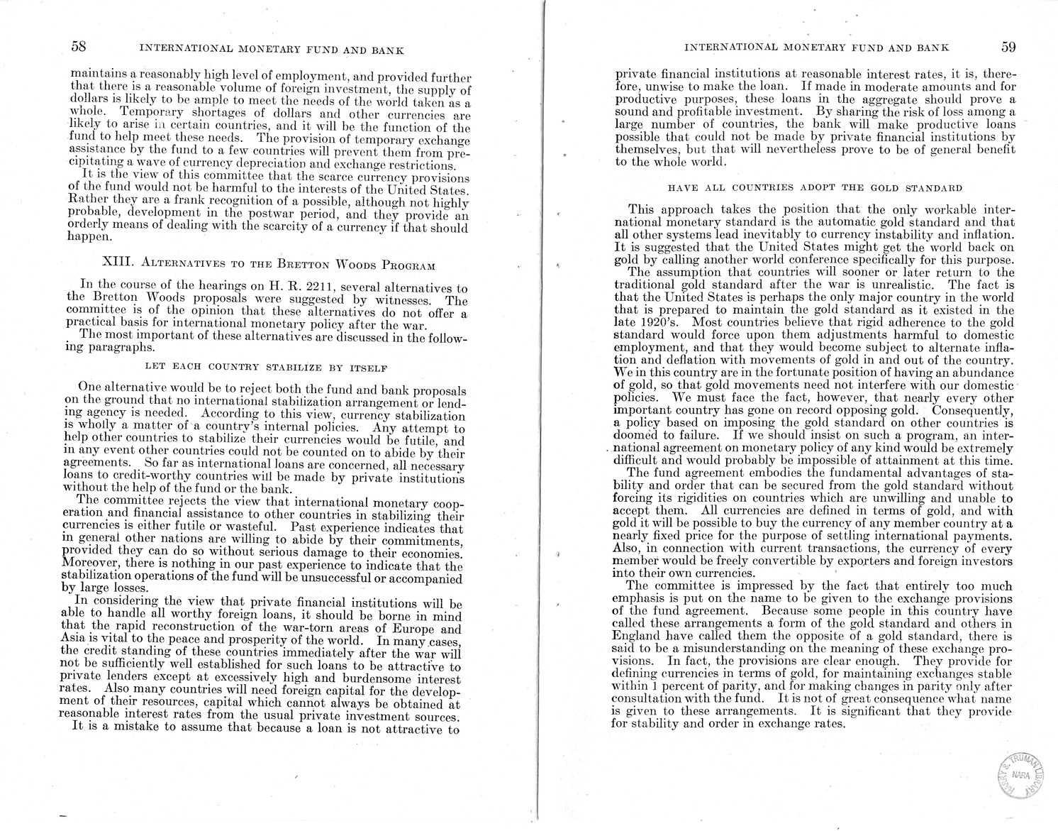 Memorandum from Harold D. Smith to M. C. Latta, H.R. 3314, to Provide for the Participation of the United States in the International Monetary Fund and the International Bank for Reconstruction and Development, with Attachments