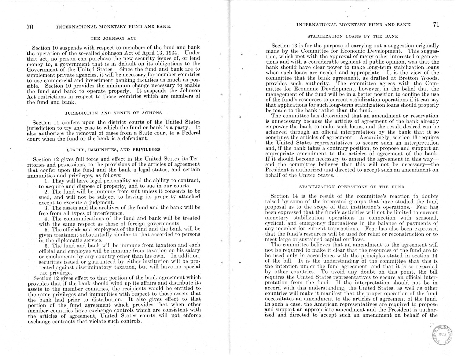 Memorandum from Harold D. Smith to M. C. Latta, H.R. 3314, to Provide for the Participation of the United States in the International Monetary Fund and the International Bank for Reconstruction and Development, with Attachments