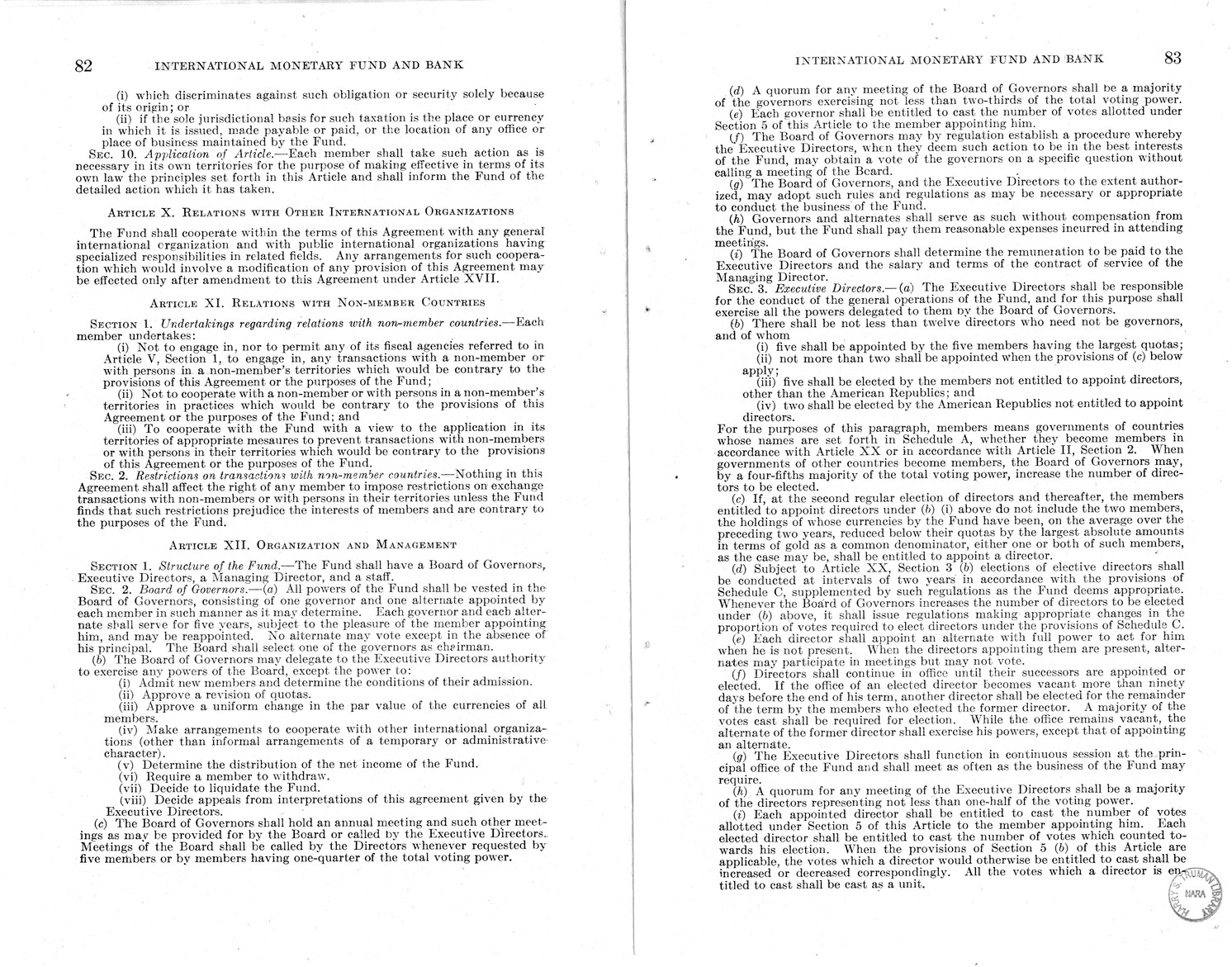 Memorandum from Harold D. Smith to M. C. Latta, H.R. 3314, to Provide for the Participation of the United States in the International Monetary Fund and the International Bank for Reconstruction and Development, with Attachments