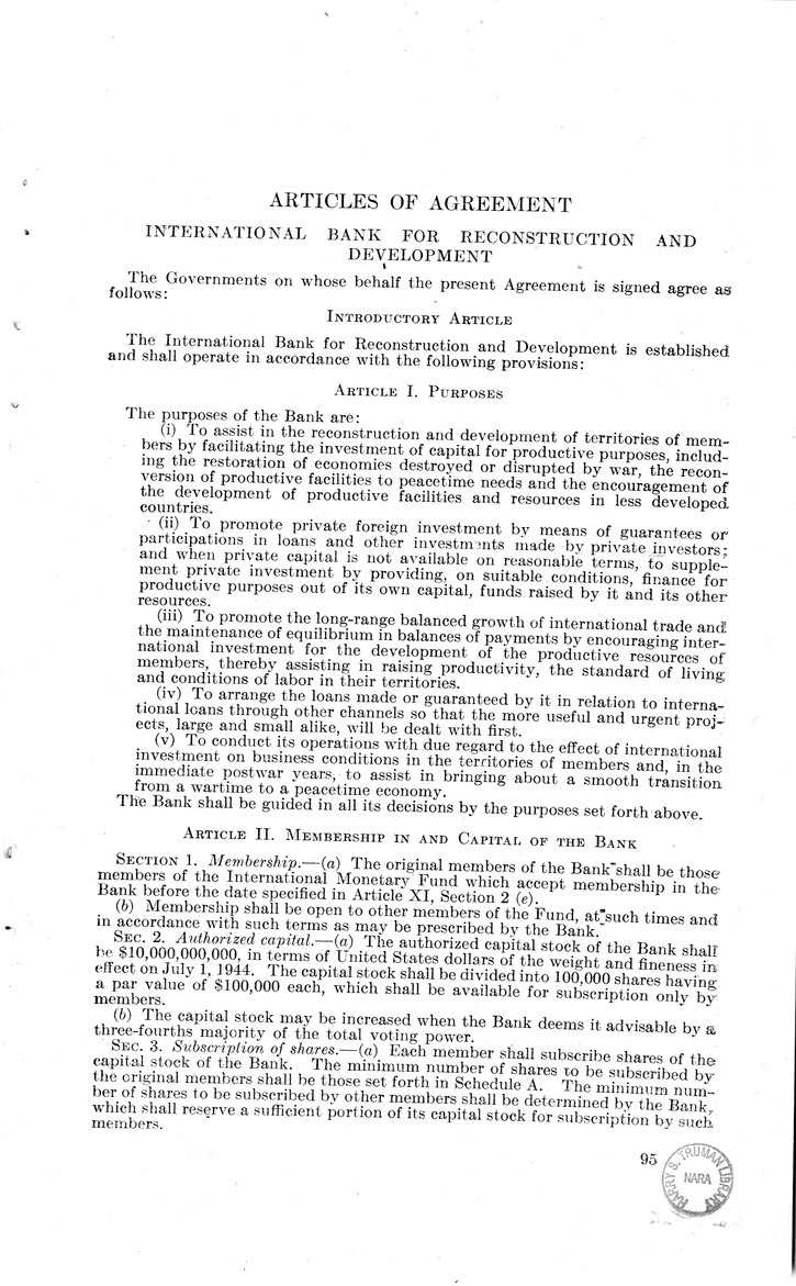 Memorandum from Harold D. Smith to M. C. Latta, H.R. 3314, to Provide for the Participation of the United States in the International Monetary Fund and the International Bank for Reconstruction and Development, with Attachments