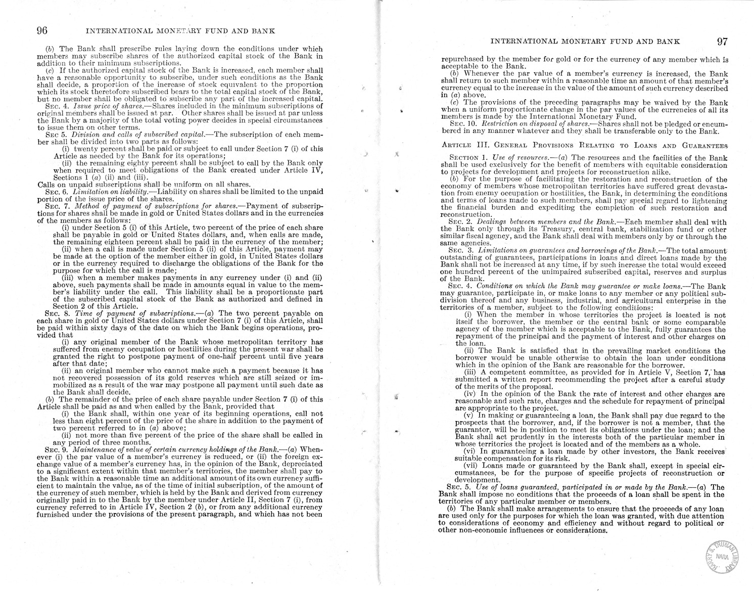 Memorandum from Harold D. Smith to M. C. Latta, H.R. 3314, to Provide for the Participation of the United States in the International Monetary Fund and the International Bank for Reconstruction and Development, with Attachments