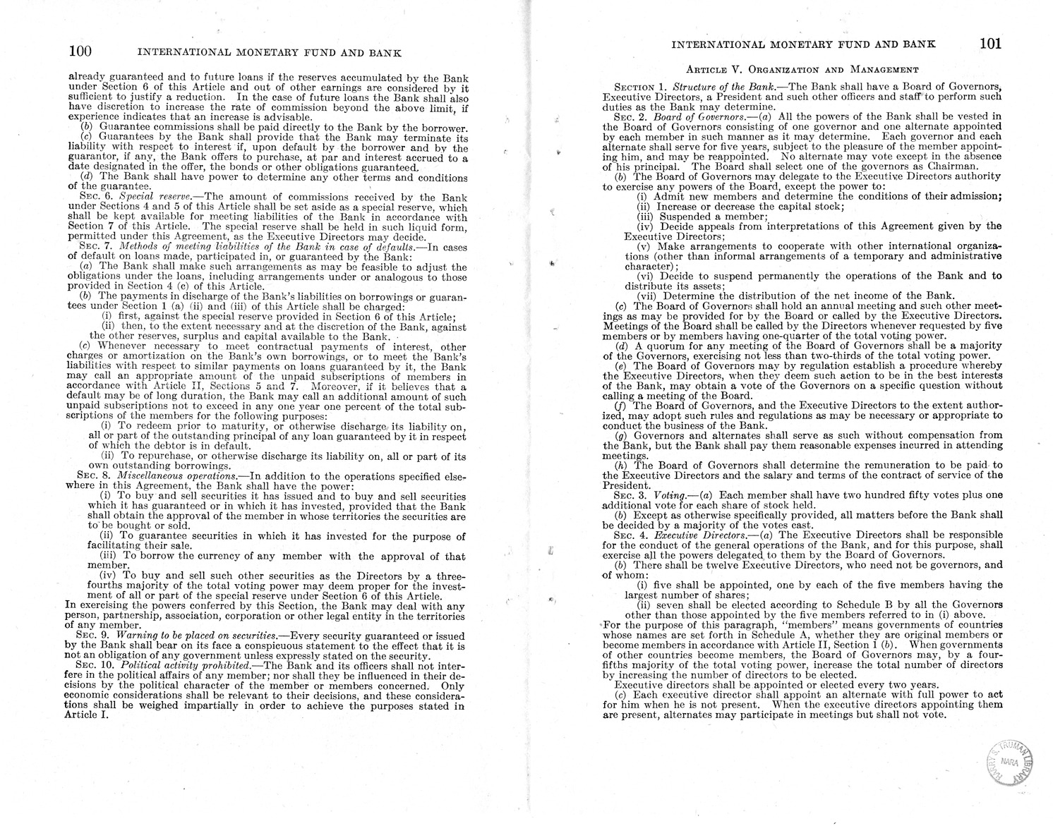 Memorandum from Harold D. Smith to M. C. Latta, H.R. 3314, to Provide for the Participation of the United States in the International Monetary Fund and the International Bank for Reconstruction and Development, with Attachments