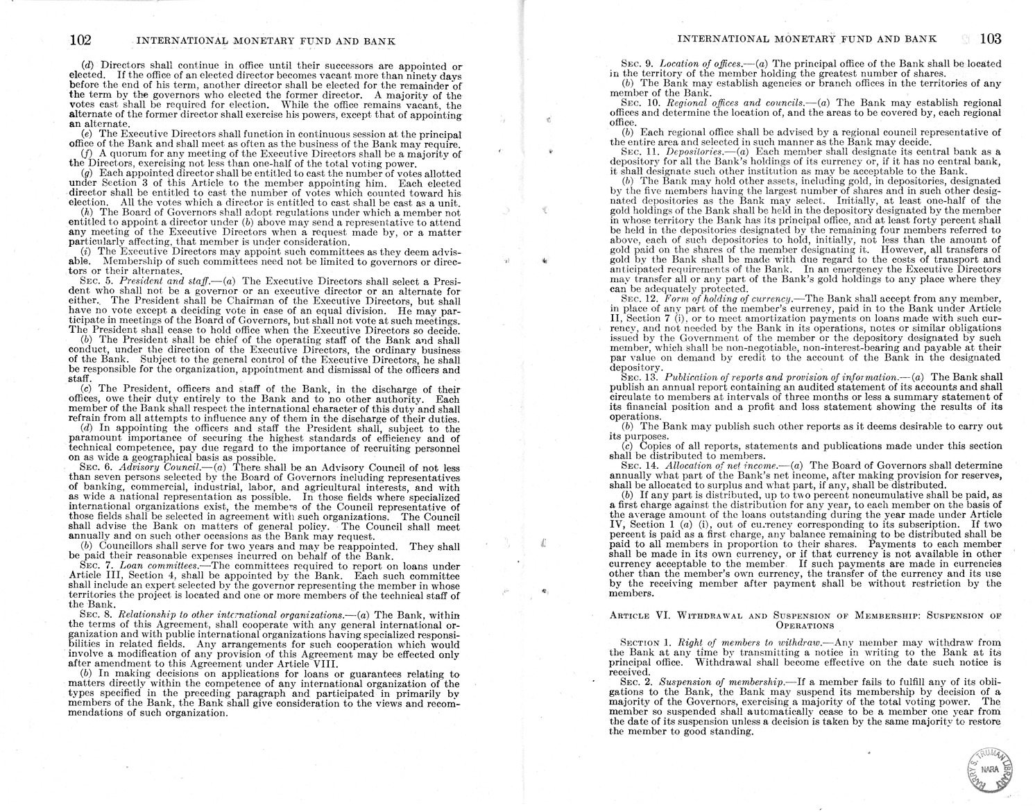 Memorandum from Harold D. Smith to M. C. Latta, H.R. 3314, to Provide for the Participation of the United States in the International Monetary Fund and the International Bank for Reconstruction and Development, with Attachments