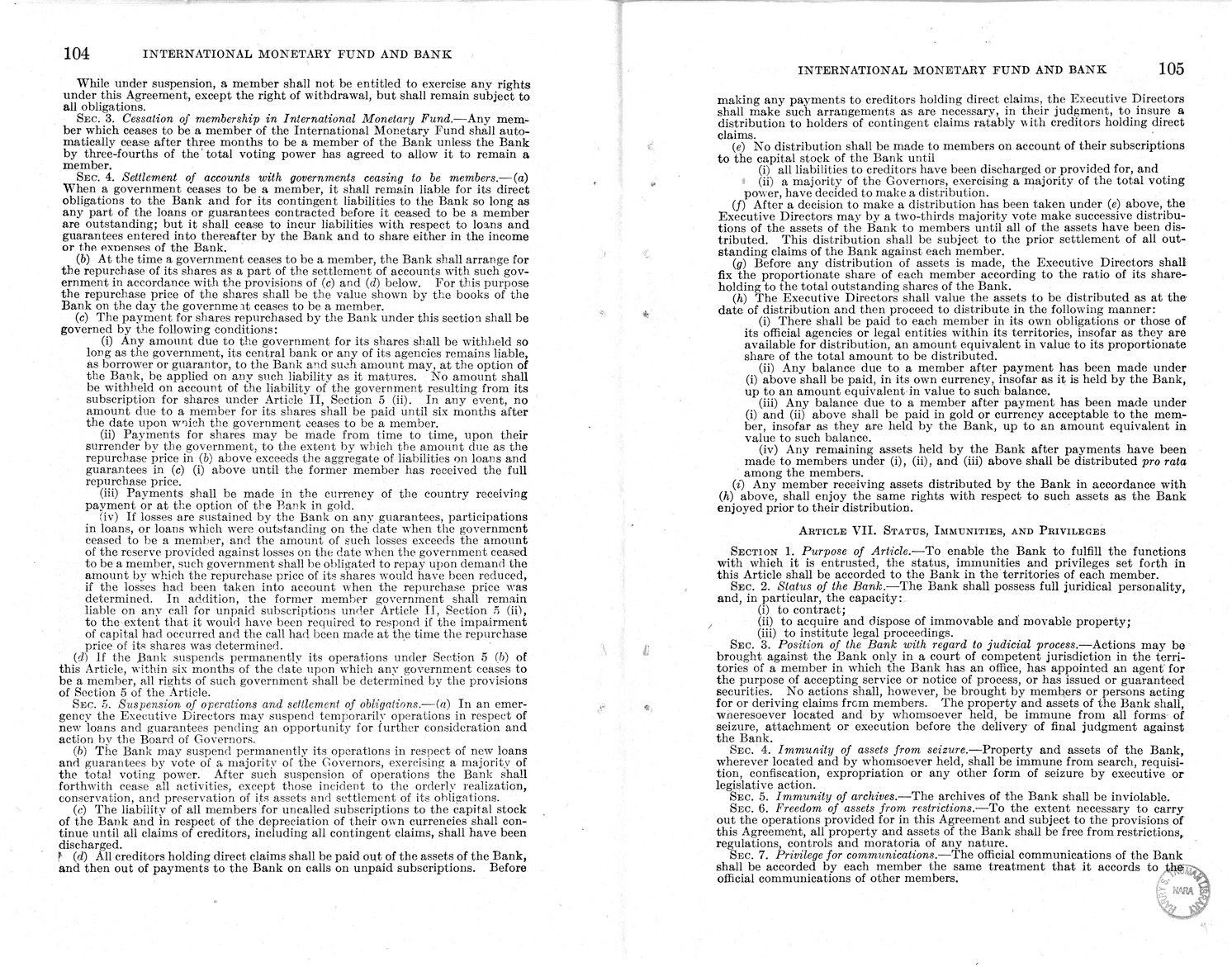 Memorandum from Harold D. Smith to M. C. Latta, H.R. 3314, to Provide for the Participation of the United States in the International Monetary Fund and the International Bank for Reconstruction and Development, with Attachments