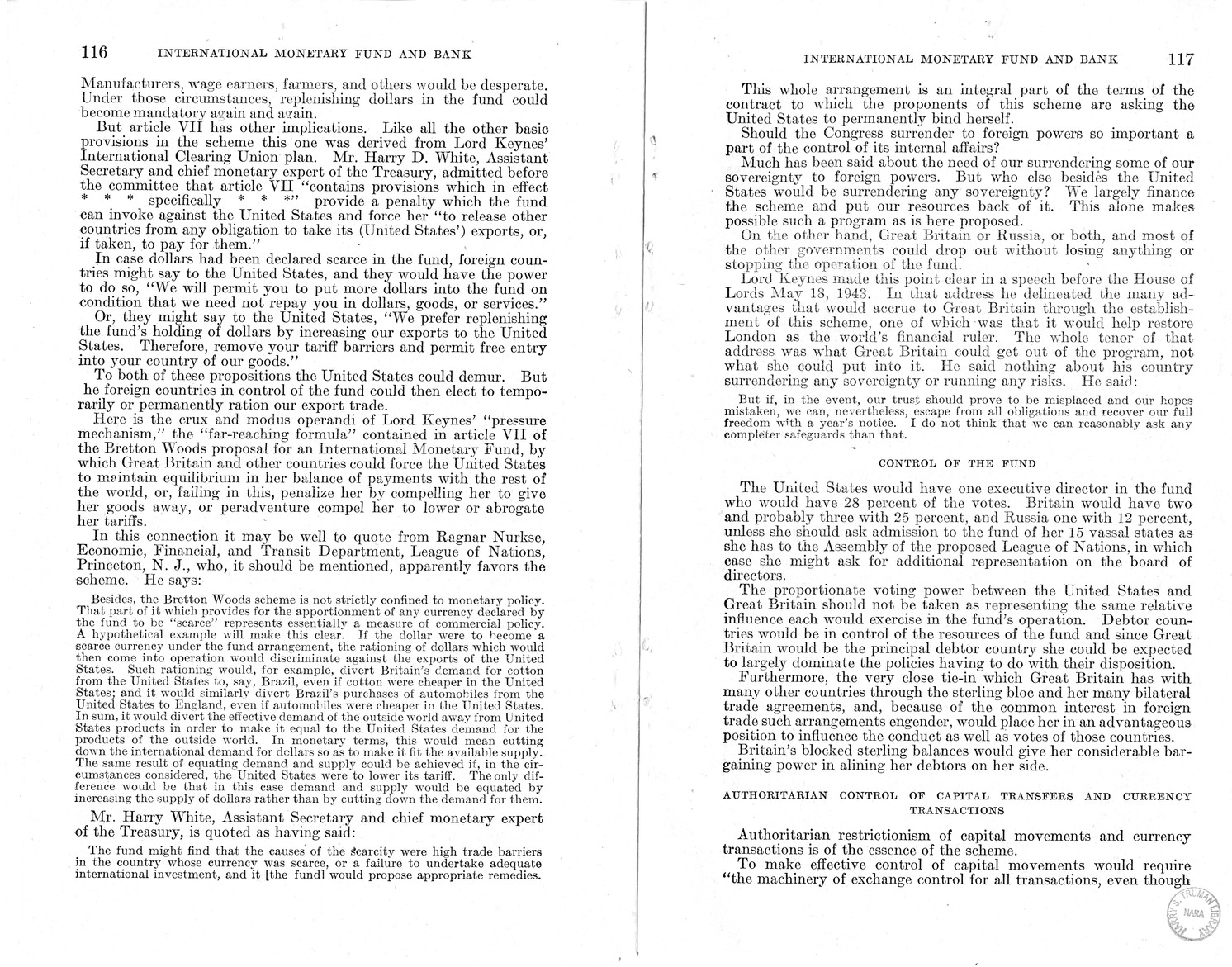 Memorandum from Harold D. Smith to M. C. Latta, H.R. 3314, to Provide for the Participation of the United States in the International Monetary Fund and the International Bank for Reconstruction and Development, with Attachments