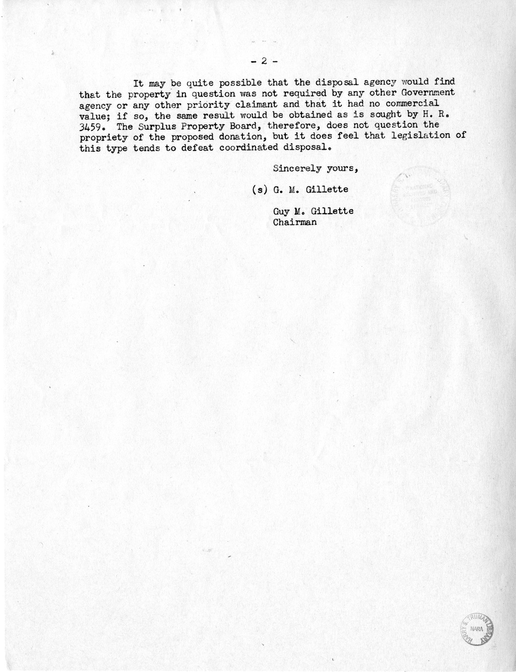 Memorandum from Harold D. Smith to M. C. Latta, H.R. 3549, To Provide for the Conveyance of Certain Weather Bureau Property to Norwich University, Northfield, Vermont, with Attachments